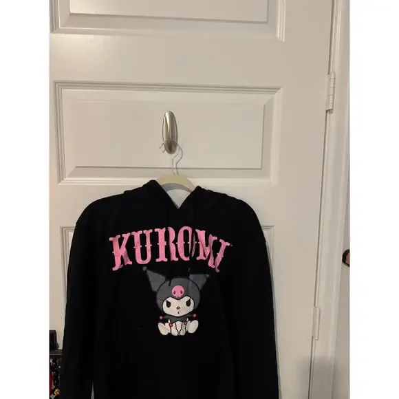 Sanrio Kuromi Black Cropped Hoodie with 3D Ears - Picture 2 of 5